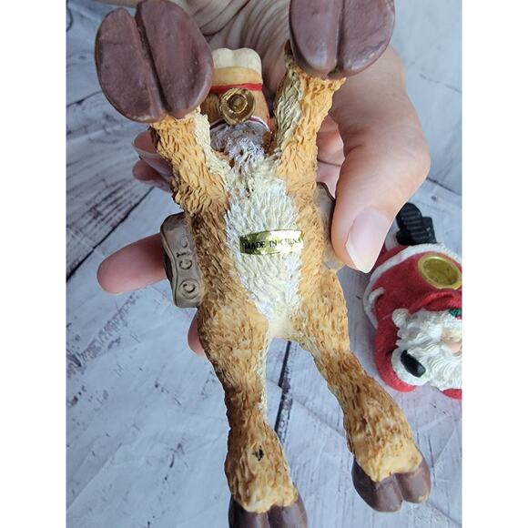 2 Winkles Wonderland 1996 Gift Innovations Santa Set Candle Holders Reindeer - Picture 8 of 12